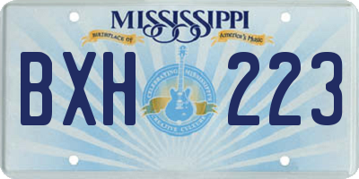 MS license plate BXH223