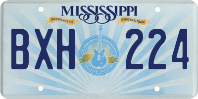 MS license plate BXH224