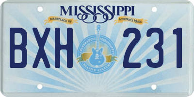 MS license plate BXH231