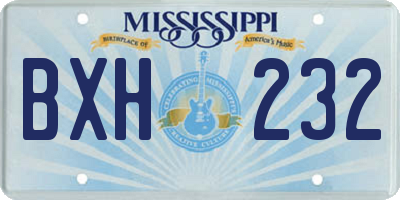 MS license plate BXH232