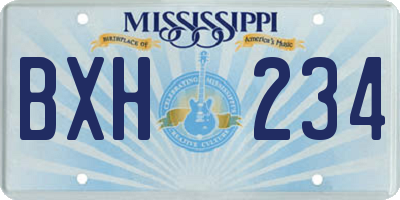 MS license plate BXH234