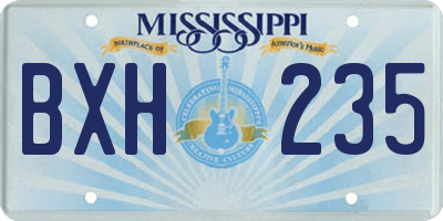 MS license plate BXH235