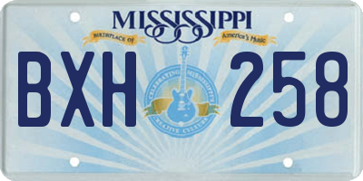 MS license plate BXH258