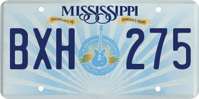 MS license plate BXH275