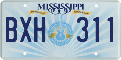 MS license plate BXH311