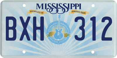 MS license plate BXH312