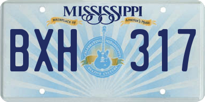 MS license plate BXH317