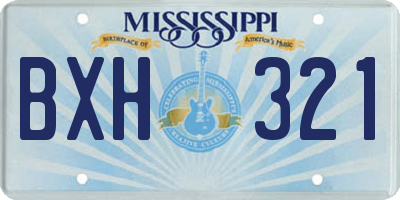 MS license plate BXH321