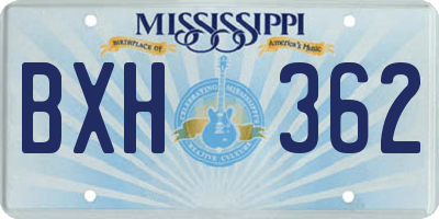 MS license plate BXH362