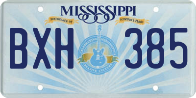 MS license plate BXH385