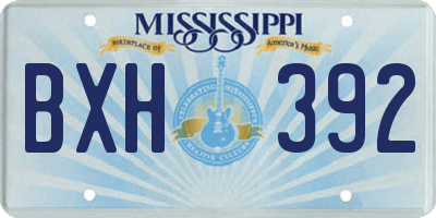 MS license plate BXH392