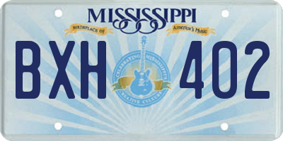 MS license plate BXH402