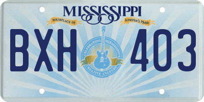 MS license plate BXH403