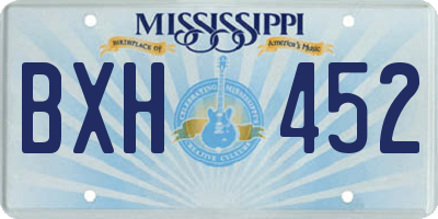 MS license plate BXH452