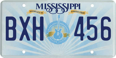 MS license plate BXH456