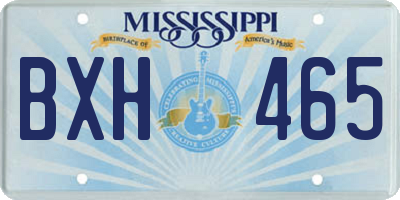 MS license plate BXH465