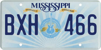 MS license plate BXH466