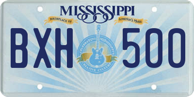 MS license plate BXH500