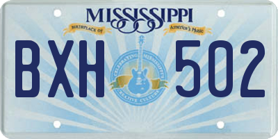 MS license plate BXH502