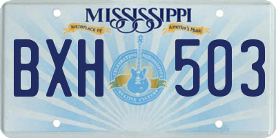 MS license plate BXH503