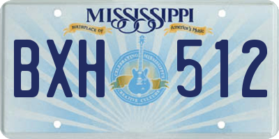 MS license plate BXH512