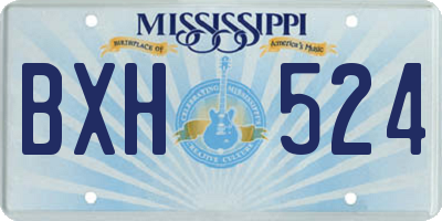 MS license plate BXH524