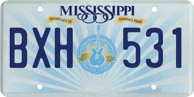 MS license plate BXH531