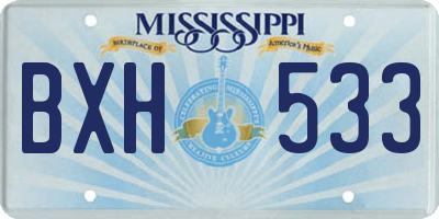 MS license plate BXH533