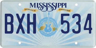 MS license plate BXH534