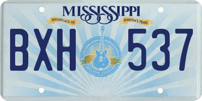 MS license plate BXH537