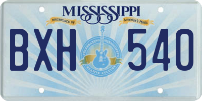 MS license plate BXH540