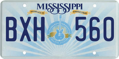 MS license plate BXH560