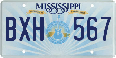 MS license plate BXH567