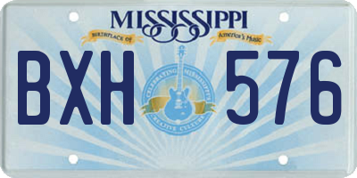 MS license plate BXH576