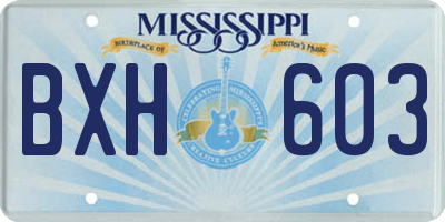 MS license plate BXH603