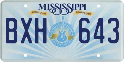 MS license plate BXH643