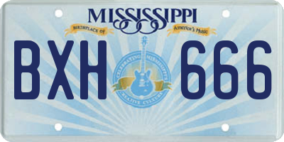 MS license plate BXH666
