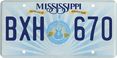 MS license plate BXH670