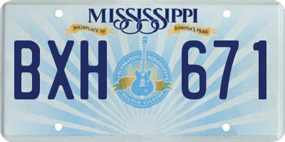 MS license plate BXH671