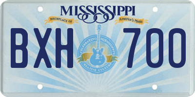 MS license plate BXH700