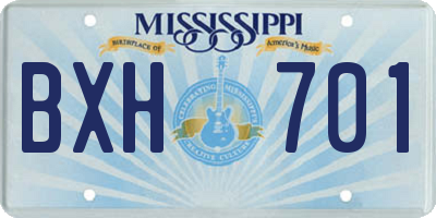 MS license plate BXH701