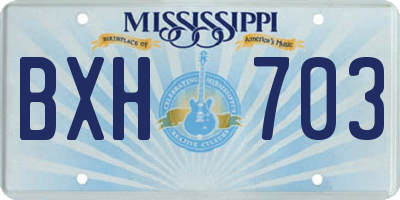 MS license plate BXH703