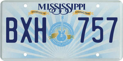 MS license plate BXH757
