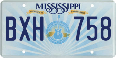 MS license plate BXH758