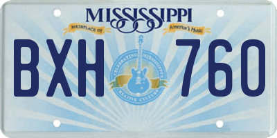 MS license plate BXH760
