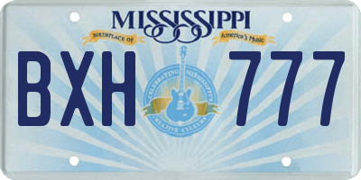 MS license plate BXH777