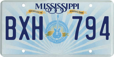 MS license plate BXH794