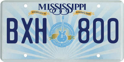 MS license plate BXH800