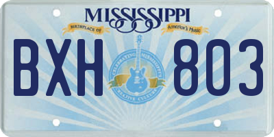 MS license plate BXH803