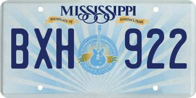 MS license plate BXH922
